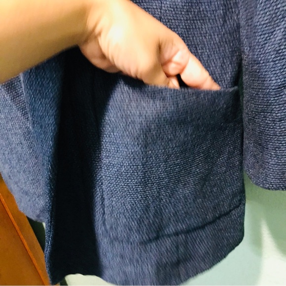 Zara Basic Collection Womens Open Blue Tweed Lined Blazer Suit Jacket Sz M - Picture 2 of 12